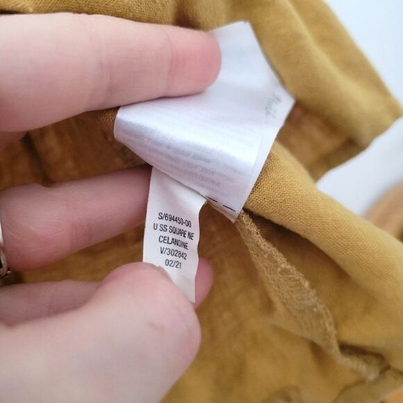 Old Navy Square Neck Smocked Puff Sleeve Top Mustard Yellow XS - Picture 6 of 6